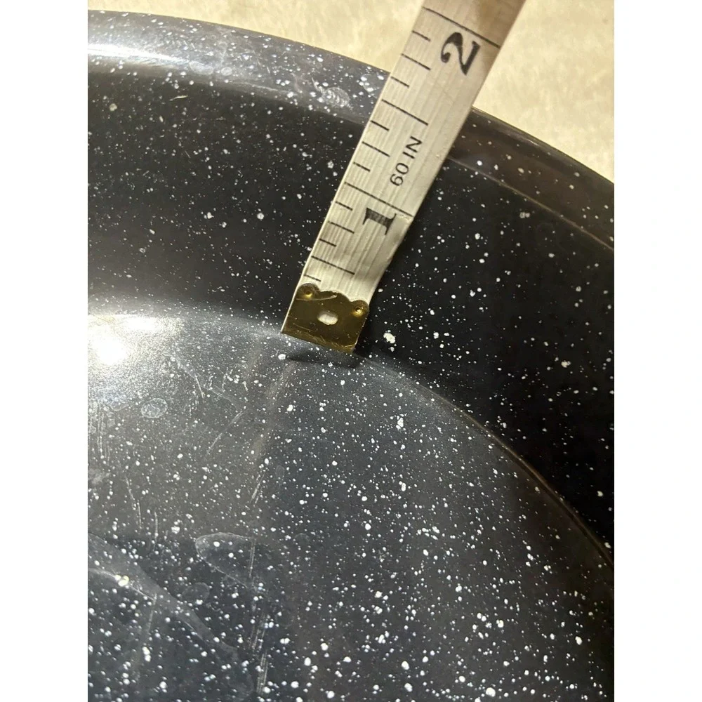 Vintage Enamelware Pie Pan Plate‎ Black Speckled 10